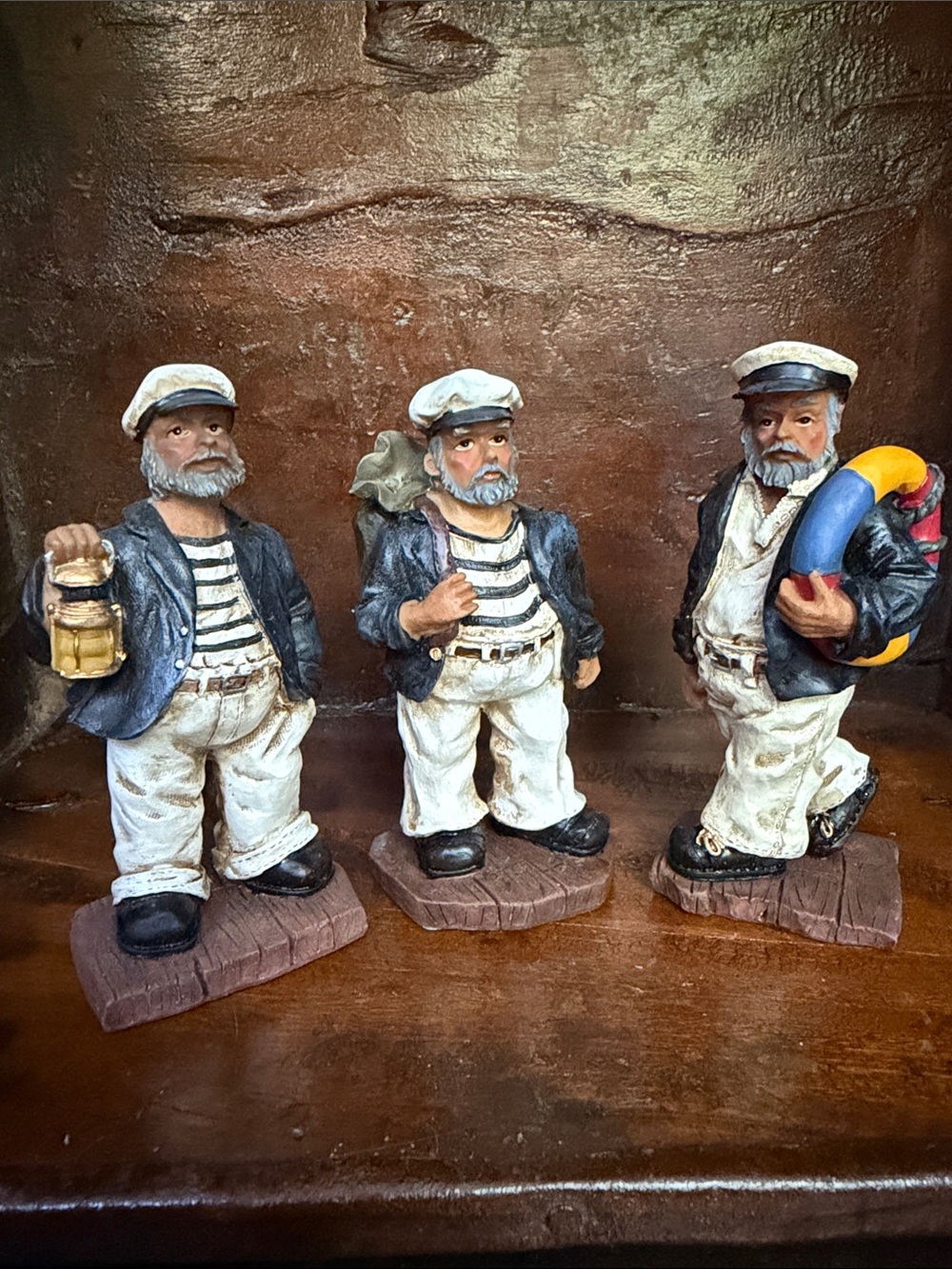 Set of 3 Nautical Sailor Resin Sculptures - Young’s China vintage new old stock